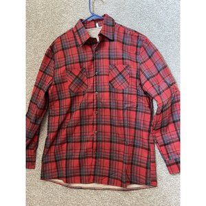 Men’s Red Plaid Fleece Lined Jacket Size XL
